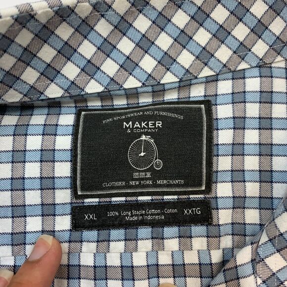 Maker & Company Shirt Mens XXL 2XL Multicolor Check Long Staple Cotton Button Up - Picture 3 of 7